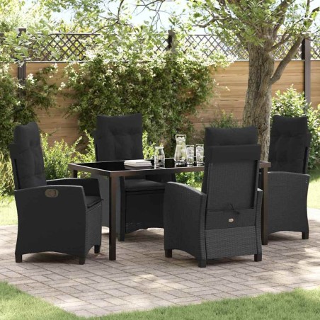 Ensemble de salle à manger pour jardin 5 pcs Noir polyrotin 613799613799