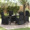 Ensemble de salle à manger pour jardin 5 pcs Noir polyrotin 613799613799