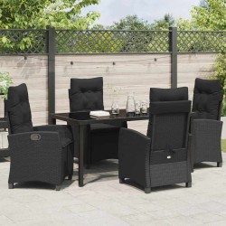 Ensemble de salle à manger pour jardin 5 pcs Noir polyrotin 613799613799