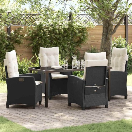 Ensemble de salle à manger pour jardin 5 pcs Noir polyrotin 613801613801
