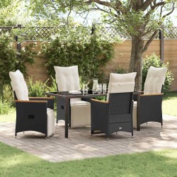 Ensemble de salle à manger pour jardin 5 pcs Noir polyrotin 613802613802