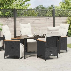 Ensemble de salle à manger pour jardin 5 pcs Noir polyrotin 613802613802