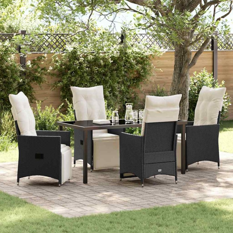 Ensemble de salle à manger pour jardin 5 pcs Noir polyrotin 613803613803