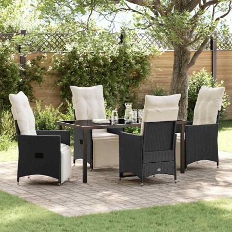 Ensemble de salle à manger pour jardin 5 pcs Noir polyrotin 613803613803