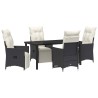 Ensemble de salle à manger pour jardin 5 pcs Noir polyrotin 613803613803