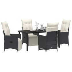 Ensemble de salle à manger pour jardin 5 pcs Noir polyrotin 613803613803