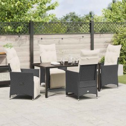 Ensemble de salle à manger pour jardin 5 pcs Noir polyrotin 613803613803