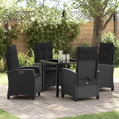 Ensemble de salle à manger pour jardin 5 pcs Noir polyrotin 613804613804