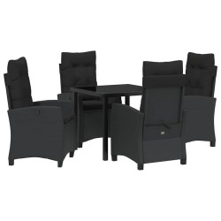 Ensemble de salle à manger pour jardin 5 pcs Noir polyrotin 613804613804
