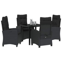 Ensemble de salle à manger pour jardin 5 pcs Noir polyrotin 613804613804