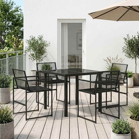 Ensemble de salle à manger pour jardin 5 pcs Noir polyrotin 613805613805