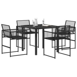 Ensemble de salle à manger pour jardin 5 pcs Noir polyrotin 613805613805