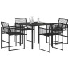 Ensemble de salle à manger pour jardin 5 pcs Noir polyrotin 613805613805