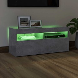 Meuble TV avec lumières LED gris béton 90x35x40 cm 613806613806