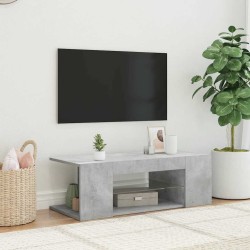 Meuble TV avec lumières LED gris béton 90x39x30 cm 613808613808