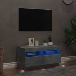 Meuble TV avec lumières LED gris béton 80x35x40 cm 613810613810