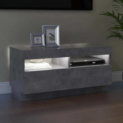 Meuble TV avec lumières LED gris béton 80x35x40 cm 613810613810