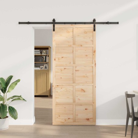 Porte coulissante Naturel 100 x 208 cm Bois de pin massif 613811613811