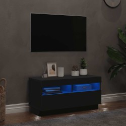 Meuble TV avec lumières LED noir 80x35x40 cm 613814613814