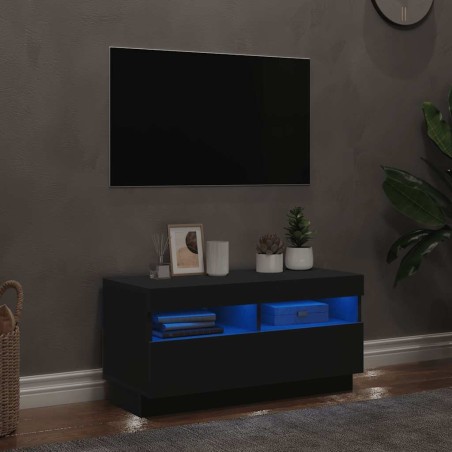 Meuble TV avec lumières LED noir 80x35x40 cm 613814613814