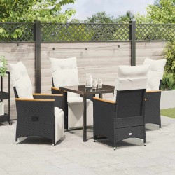 Ensemble de salle à manger pour jardin 5 pcs Noir polyrotin 613815613815