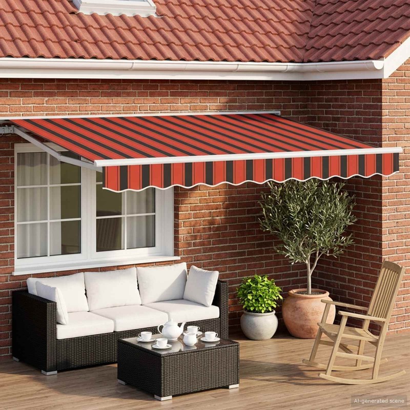 Auvent rétractable électrique Orange, Noir et Blanc 3,5 x 2 m 613817613817