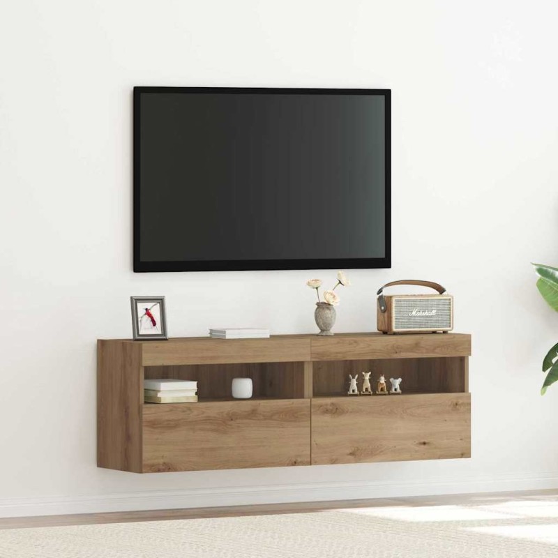 Meuble TV mural 2 pcs chêne artisanal Bois d'ingénierie 613821613821
