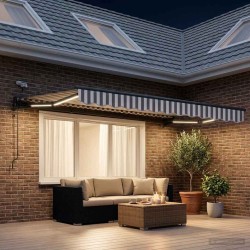 Auvent rétractable électrique Gris clair et blanc 3,5 x 2,5 m 613823613823