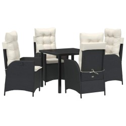 Ensemble de salle à manger pour jardin 5 pcs Noir polyrotin 613825613825