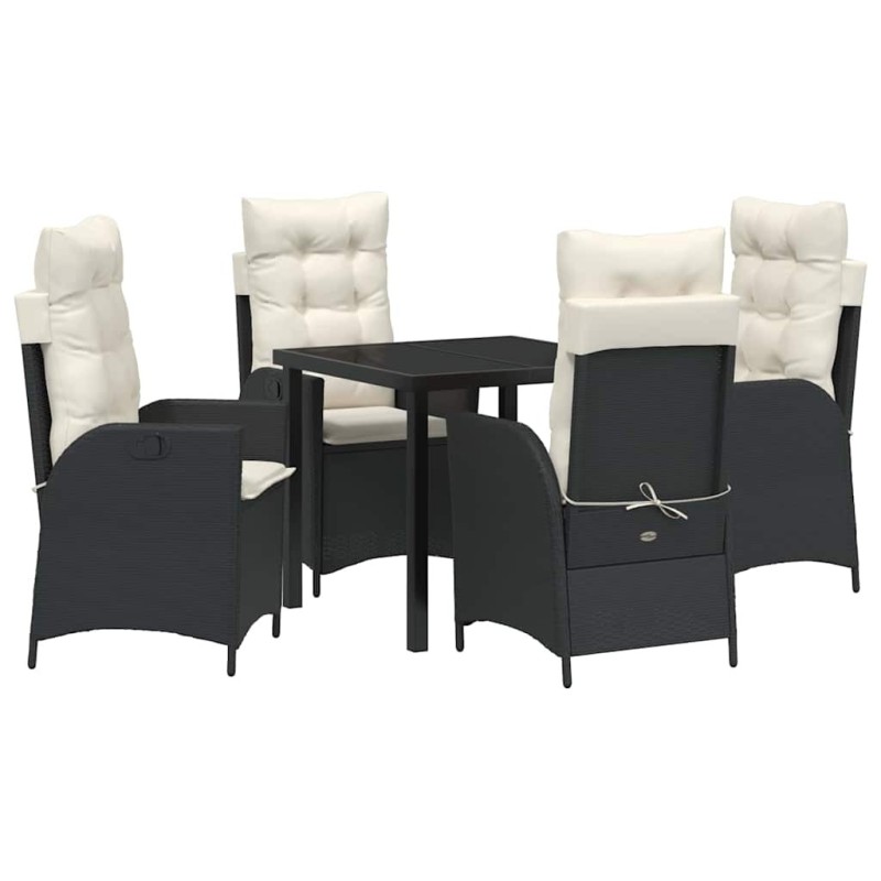 Ensemble de salle à manger pour jardin 5 pcs Noir polyrotin 613825613825