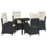 Ensemble de salle à manger pour jardin 5 pcs Noir polyrotin 613825613825