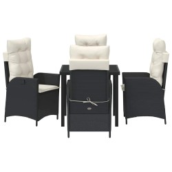 Ensemble de salle à manger pour jardin 5 pcs Noir polyrotin 613825613825
