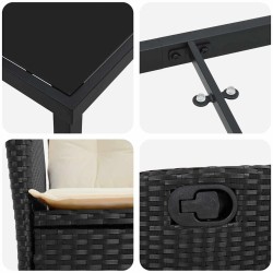 Ensemble de salle à manger pour jardin 5 pcs Noir polyrotin 613825613825