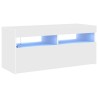 Meuble TV avec lumières LED blanc 90x35x40 cm 613827613827