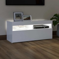 Meuble TV avec lumières LED blanc 90x35x40 cm 613827613827