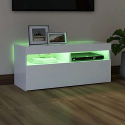 Meuble TV avec lumières LED blanc 90x35x40 cm 613827613827