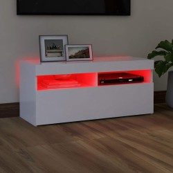 Meuble TV avec lumières LED blanc 90x35x40 cm 613827613827