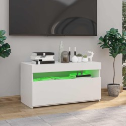 Meuble TV avec lumières LED Blanc 75x35x40 cm 613828613828