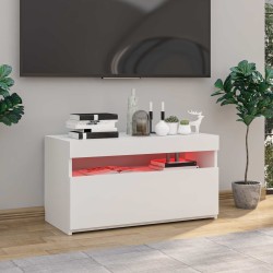Meuble TV avec lumières LED Blanc 75x35x40 cm 613828613828