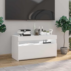 Meuble TV avec lumières LED Blanc 75x35x40 cm 613828613828