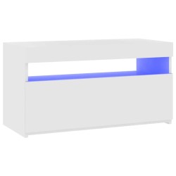 Meuble TV avec lumières LED Blanc 75x35x40 cm 613828613828