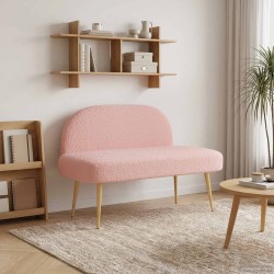 Banc rembourré avec dossier Rose 110 x 60 x 76 cm Bouclé 613829613829