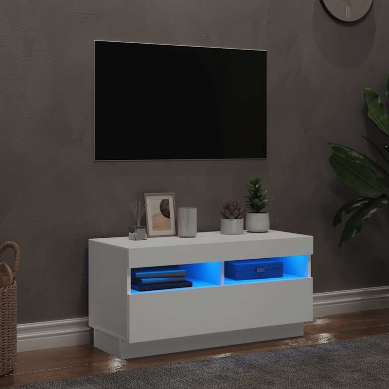 Meuble TV avec lumières LED blanc 80x35x40 cm 613830613830