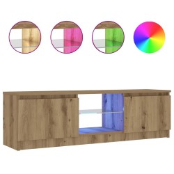 Meuble TV avec lumières LED chêne artisanal bois d'ingénierie 613831613831