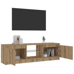 Meuble TV avec lumières LED chêne artisanal bois d'ingénierie 613831613831