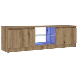 Meuble TV avec lumières LED chêne artisanal bois d'ingénierie 613831613831