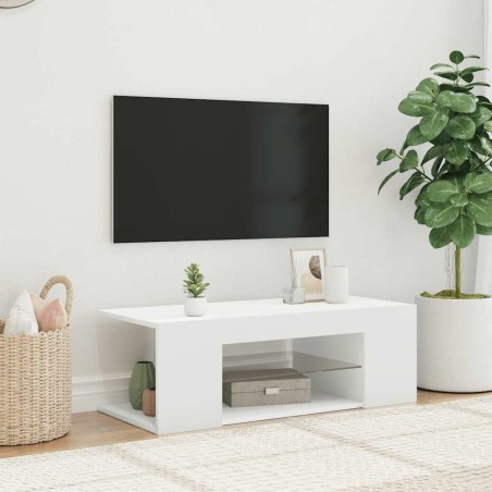 Meuble TV avec lumières LED Blanc 90x39x30 cm 613832613832