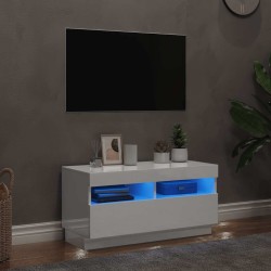 Meuble TV avec lumières LED blanc brillant 80x35x40 cm 613834613834