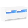 Meuble TV avec lumières LED blanc brillant 80x35x40 cm 613834613834