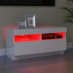 Meuble TV avec lumières LED blanc brillant 80x35x40 cm 613834613834